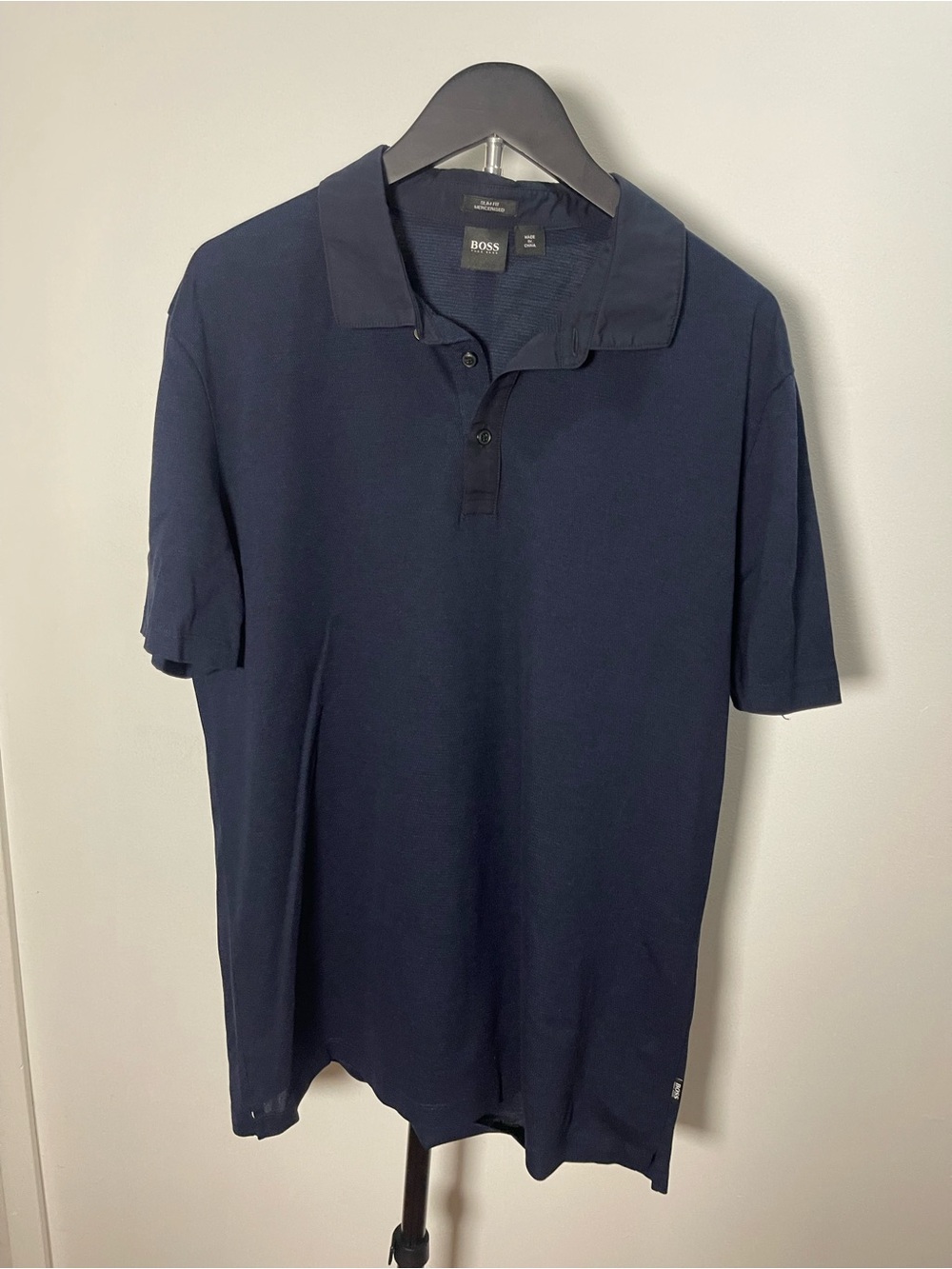 BOSS Hugo Boss Slim Fit Mercerised Navy Polo Shirt Men’s